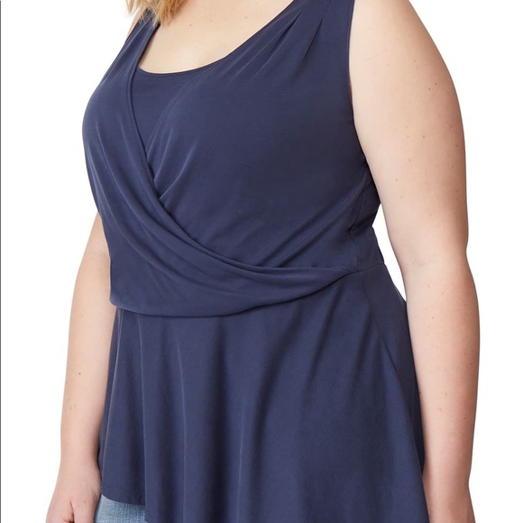 Rebel Navy Asymmetrical Faux Wrap Tank - Picture 4 of 8